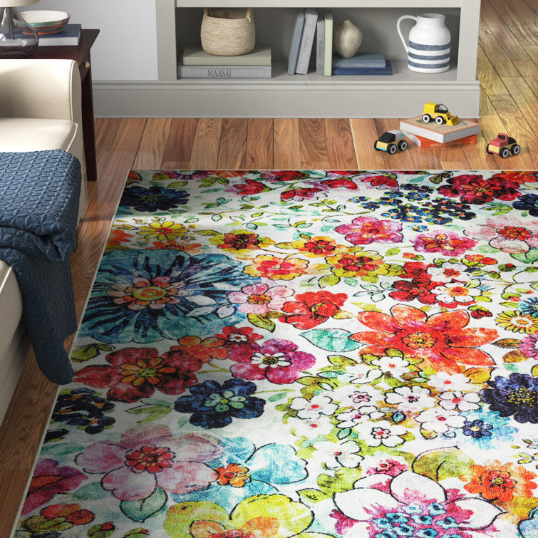 Andover Mills™ Santafe Floral Tufted Area Rug in Cream & Pink & Reviews